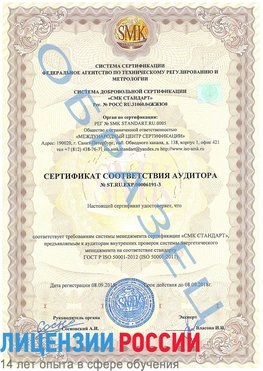 Образец сертификата соответствия аудитора №ST.RU.EXP.00006191-3 Новодвинск Сертификат ISO 50001